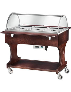 Bainmarie Wagen AUS MASSIVEM HOLZ Gastronorm 3x1/1 - h 150
