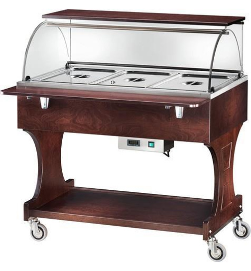 Bainmarie Wagen AUS MASSIVEM HOLZ Gastronorm 3x1/1 - h 150