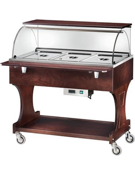 Bainmarie Wagen AUS MASSIVEM HOLZ Gastronorm 3x1/1 - h 150