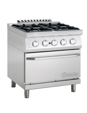 4 Flammen Gasherd mit Gasbackofen 2/1 GN Serie 700