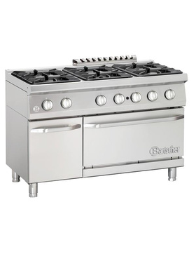 6 Flammen Gasherd mit Gasbackofen 2/1 GN Serie 700